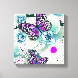 Butterflies and Orchids Canvas Print