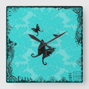 Butterflies and Paris Wall Clock
