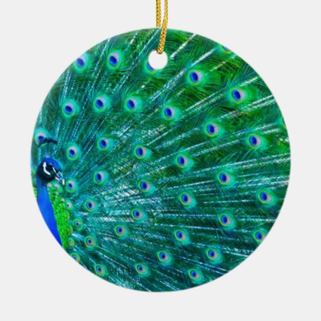 Butterflies and Peacock Ceramic Tree Decoration (Front)