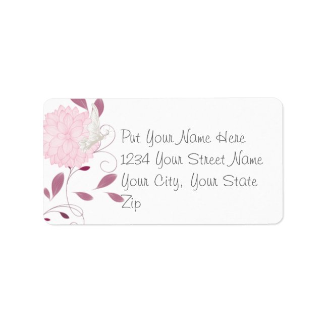 Butterflies and Pink Chrysanthemums Label (Front)