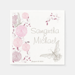 Butterflies and Pink Chrysanthemums Napkin