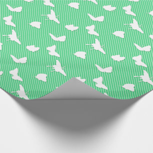 Butterflies and pinstripes - mint green wrapping paper