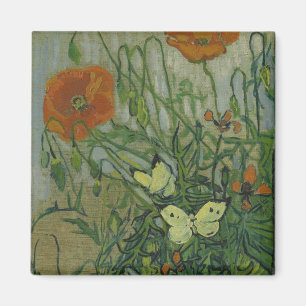 Butterflies and Poppies by Vincent van Gogh Magnet