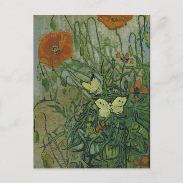 Butterflies and Poppies by Vincent van Gogh Postcard (Front)