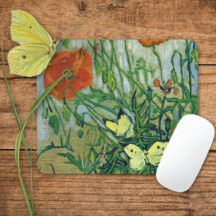 Butterflies and Poppies Vincent van Gogh Mouse Pad