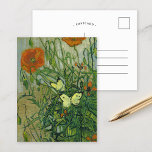 Butterflies and Poppies | Vincent van Gogh Postcard<br><div class="desc">Butterflies and Poppies (1890) by Vincent van Gogh is a vibrant celebration of nature, featuring delicate butterflies fluttering around vivid red poppies. The artwork is filled with dynamic brushstrokes and rich, contrasting colours that bring the scene to life. Van Gogh's ability to capture the beauty and fragility of nature shines...</div>