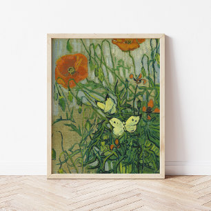 Butterflies and Poppies   Vincent van Gogh Poster