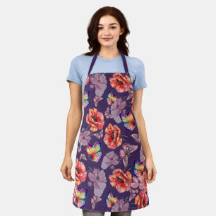 Butterflies and Poppy Flowers Apron