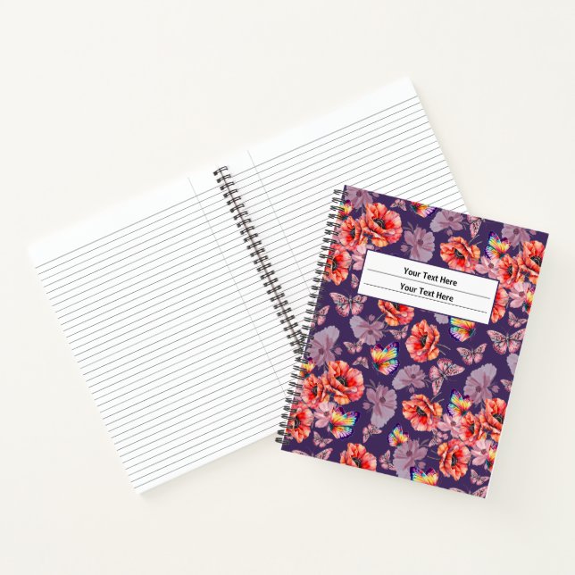 Butterflies and Poppy Flowers Notebook (Inside)