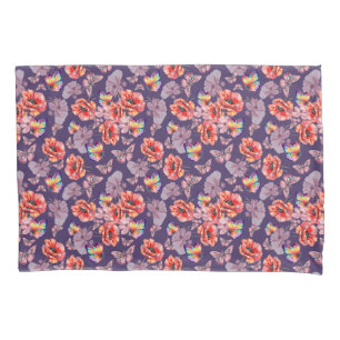 Butterflies and Poppy Flowers Pillowcase
