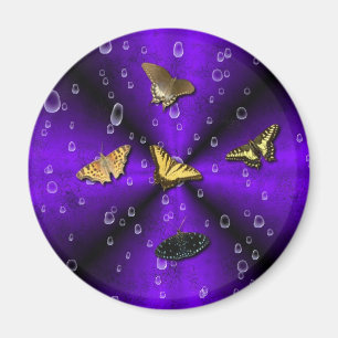 Butterflies and Raindrops on Purple Rainbow Magnet