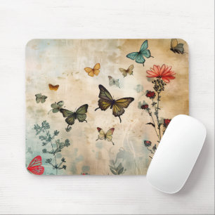 Butterflies and Spring Flowers Mouse Pad
