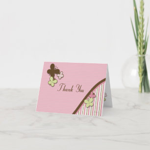 Butterflies and Stripes Thank You Note Card