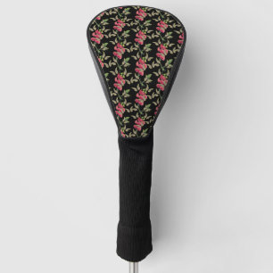 Butterflies And Sweet Pea Flower Black Golf Head Cover