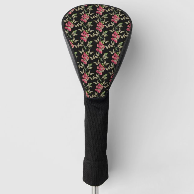 Butterflies And Sweet Pea Flower Black  Golf Head Cover (Front)