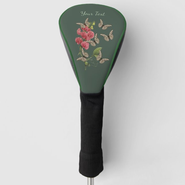 Butterflies And Sweet Pea Flower Golf Head Cover (Front)