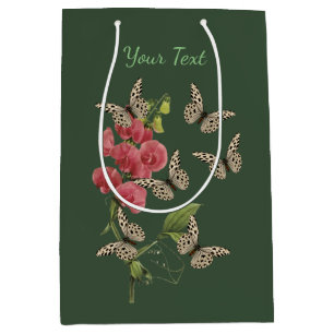 Butterflies And Sweet Pea Flower Personalised Medium Gift Bag