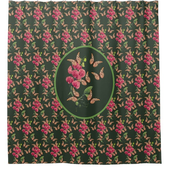 Butterflies And Sweet Pea Flower  Shower Curtain (Front)