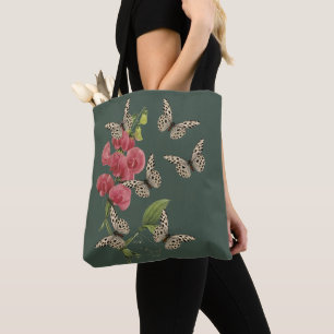 Butterflies And Sweet Pea Flower   Tote Bag