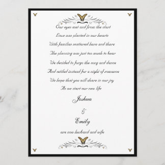 Butterflies and Swirls elopement announcement