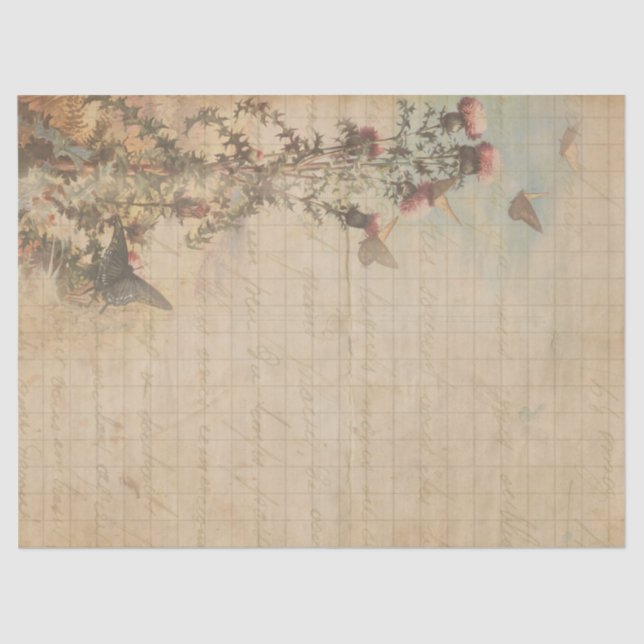 Butterflies and Thistles Decoupage Paper (Front)