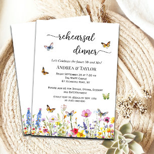 Butterflies and Wildflowers Rehearsal Dinner Invitation