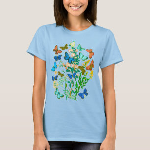 Butterflies and Wildflowers Vintage Botanical  T-Shirt
