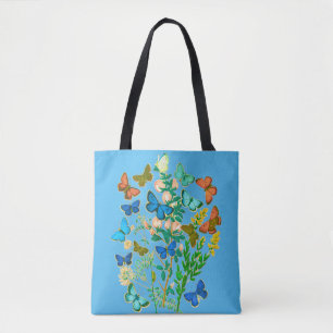Butterflies and Wildflowers Vintage Botanical  Tote Bag