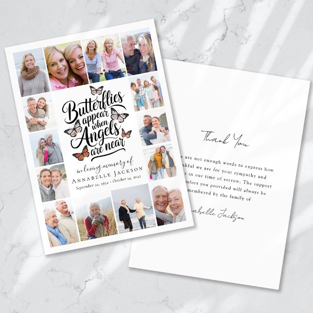 Butterflies Angels Collage Photo Thank You Card (Creator Uploaded)