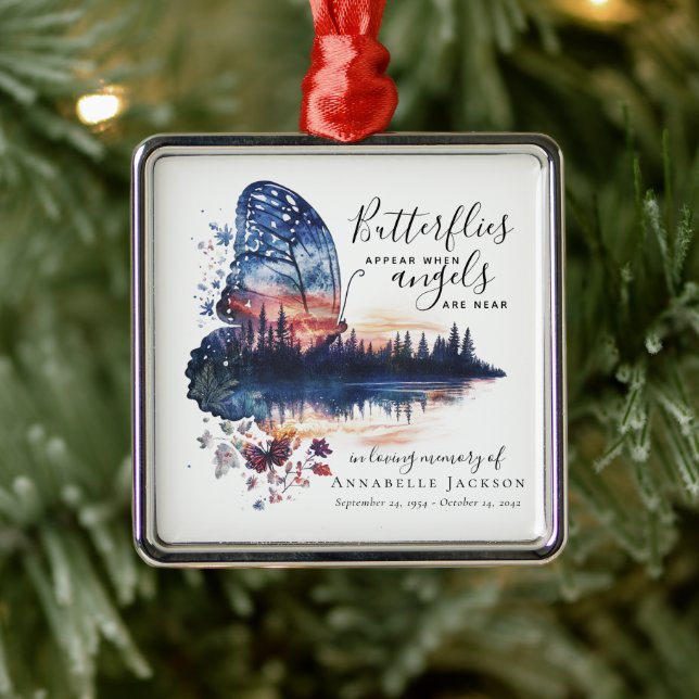 Butterflies Angels Quote Memorial Metal Tree Decoration (Tree)