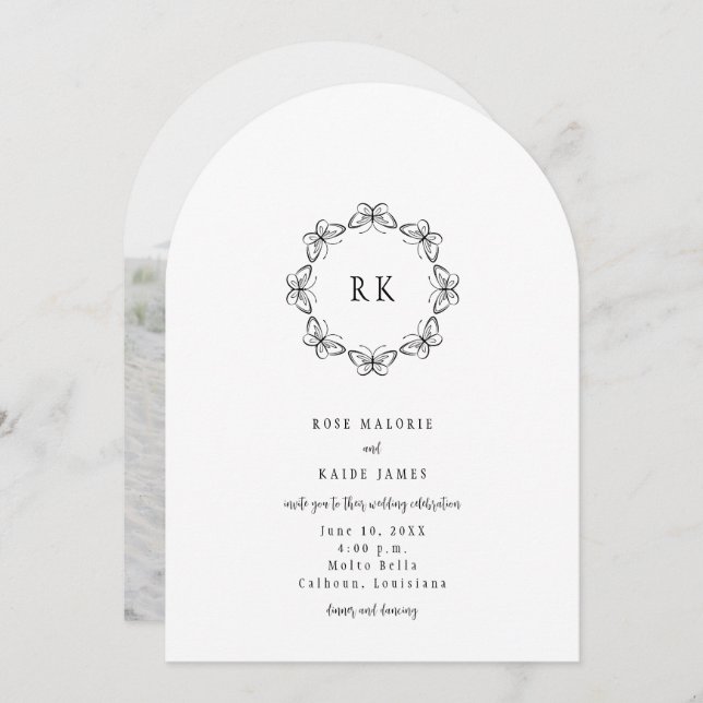 Butterflies Around Wedding Invitation (Front/Back)