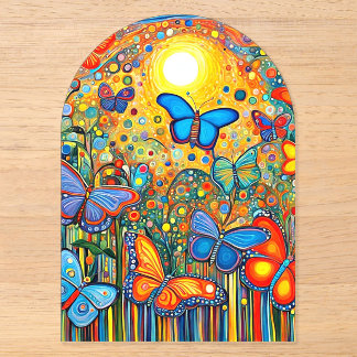 Butterflies ascending at sunrise acrylic invitations