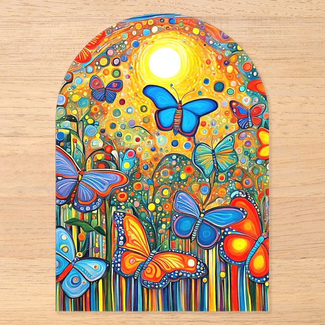 Butterflies ascending at sunrise acrylic invitations (Front)