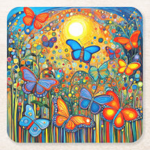 Butterflies ascending at sunrise