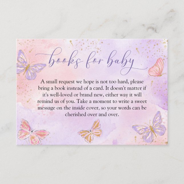 Butterflies Baby Shower Books for Baby  Enclosure Card (Front)