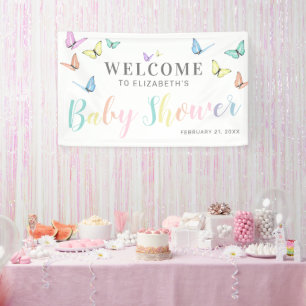 Butterflies Baby Shower Welcome Banner