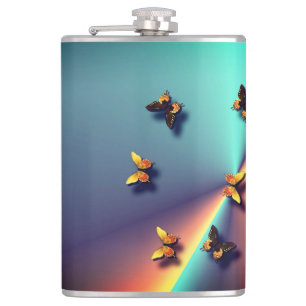 Butterflies Background Banner Hip Flask