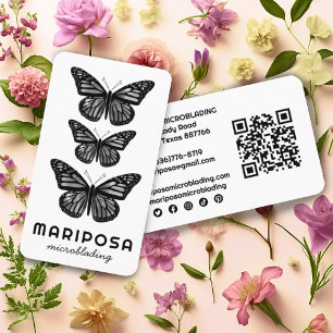 Butterflies Beauty Aesthetician Salon QR Code BW Business Card