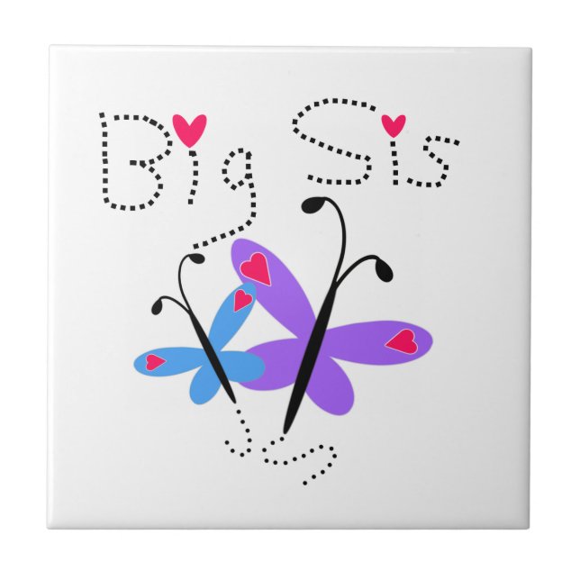 Butterflies Big Sis Gifts Tile (Front)