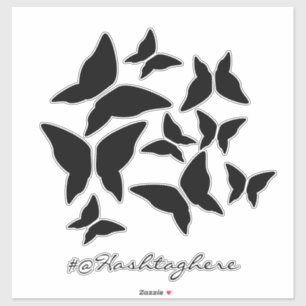 Butterflies Black White Car Sticker
