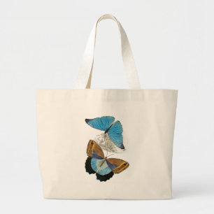 Butterflies - Blue Large Tote Bag