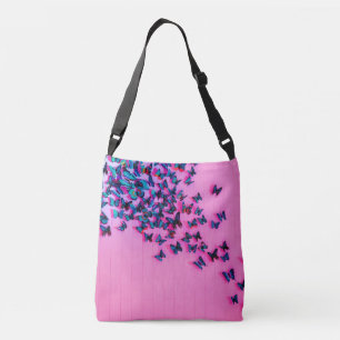 Butterflies Blue Pink Beautiful Crossbody Bag