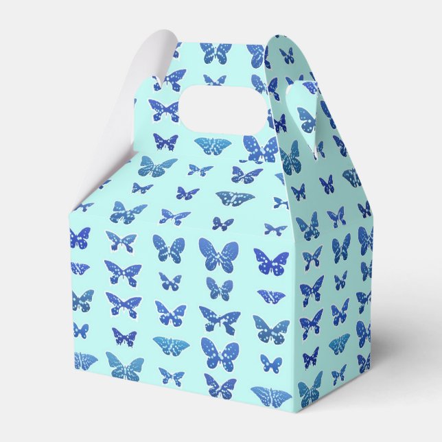 Butterflies, blue, turquoise background favour box (Front Side)