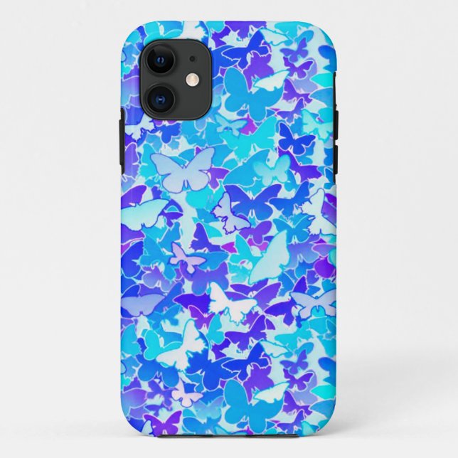 Butterflies, blue, turquoise, lavender Case-Mate iPhone case (Back)
