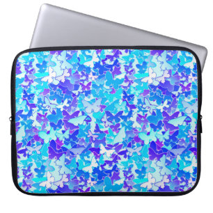Butterflies, blue, turquoise, lavender laptop sleeve
