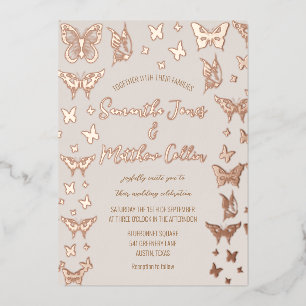 Butterflies Boho Blush Rose Gold Foil Wedding