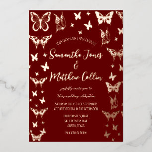 Butterflies Boho Burgundy Rose Gold Foil Wedding