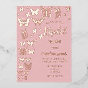 Butterflies Boho Pink Gold Foil Bridal Shower