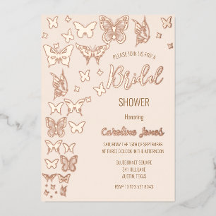 Butterflies Boho Pink Gold Foil Bridal Shower