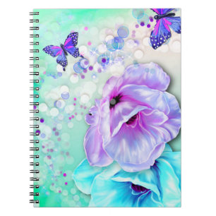 Butterflies, Bokeh and Flowers Spiral Notebook
